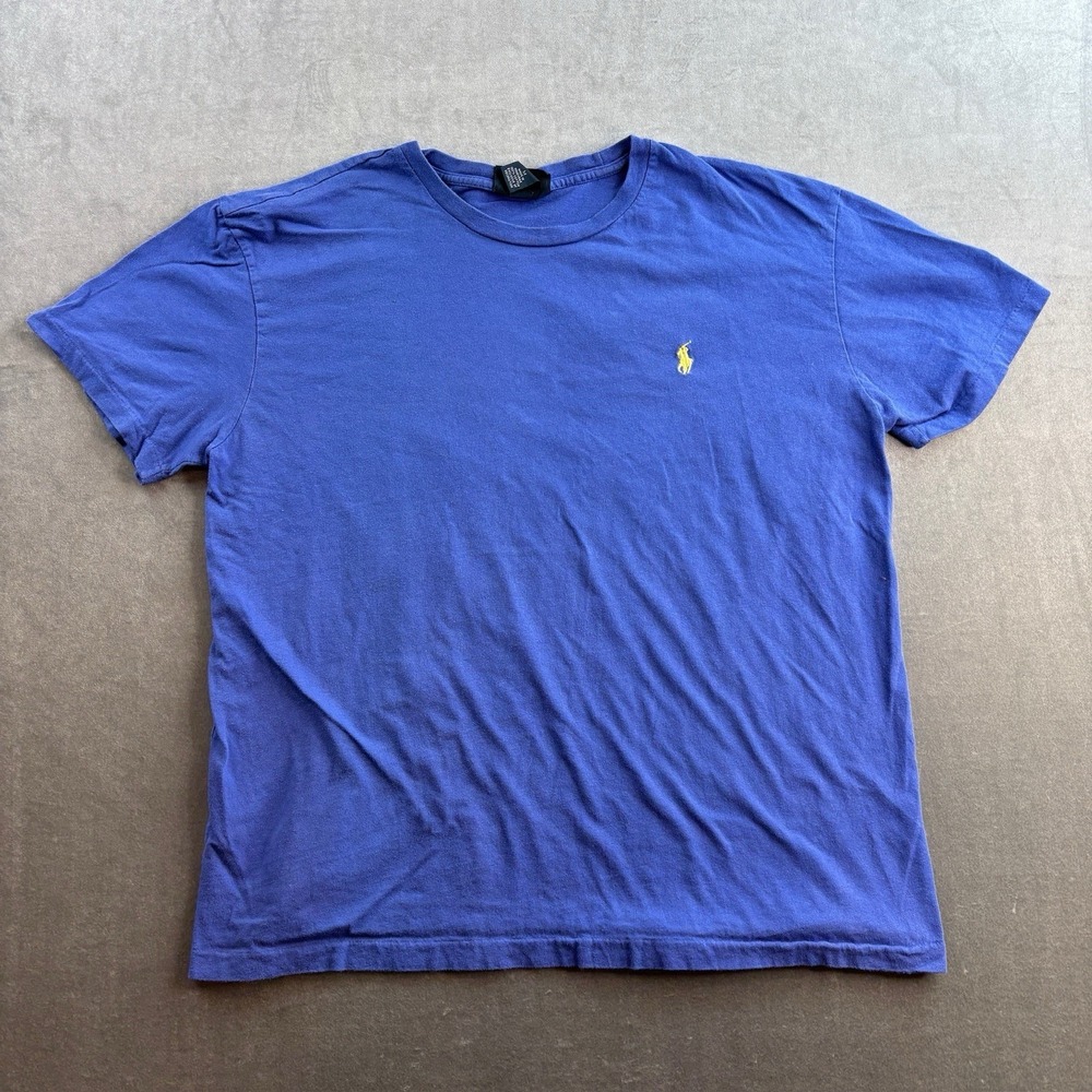 Vintage Polo Ralph Lauren Chest Logo Mens T Shirt Size‎ M Blue Yellow Pony